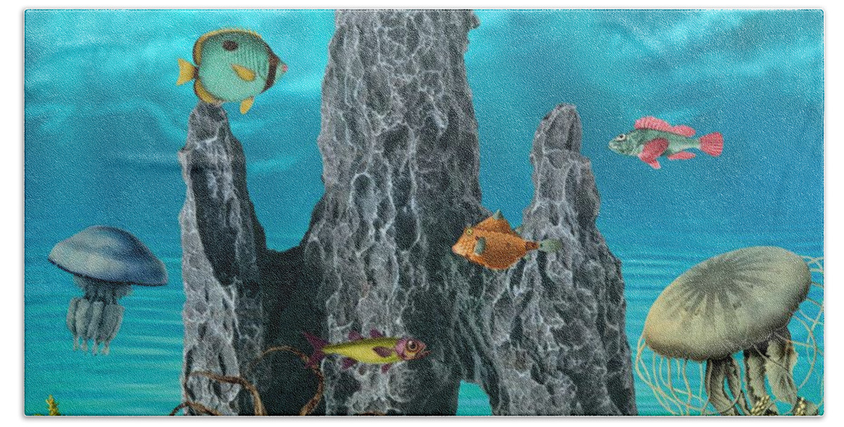 Sea Beach Towel featuring the digital art Under the Sea by Janice Leagra