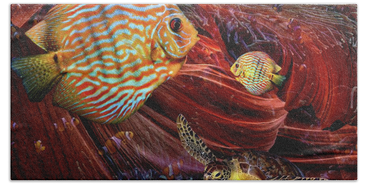 Coral Beach Towel featuring the digital art Undersea Beauty by Norman Brule
