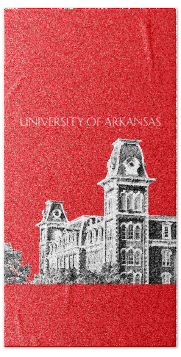 University Beach Towel featuring the digital art University of Arkansas - Red by DB Artist