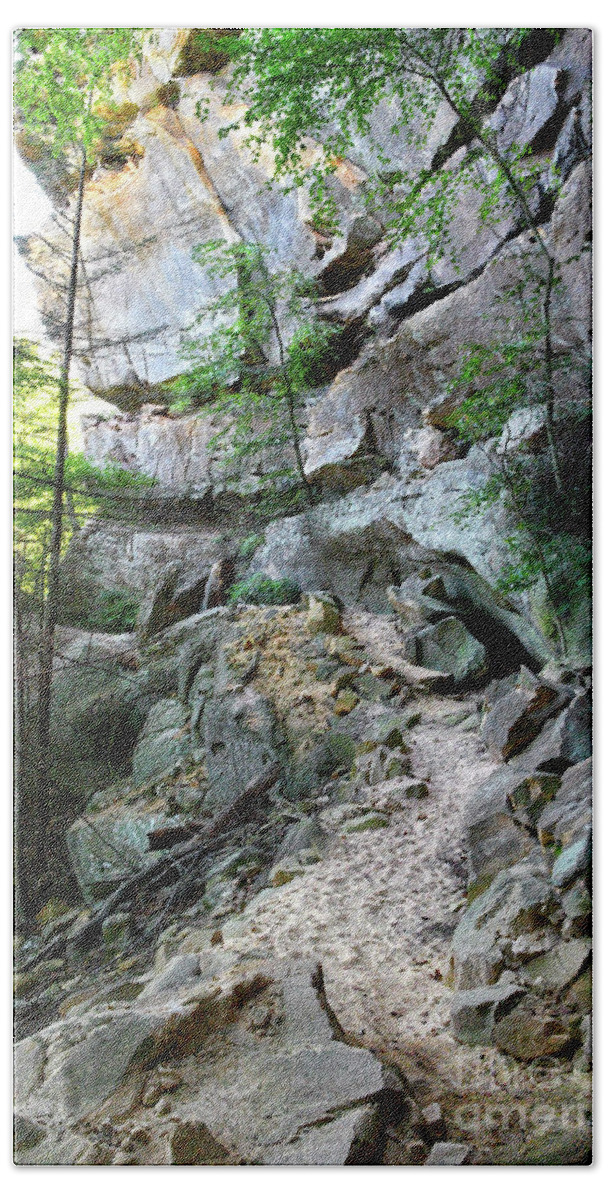 Pogue Creek Canyon Beach Towel featuring the photograph Unnamed Rock Face 7 by Phil Perkins