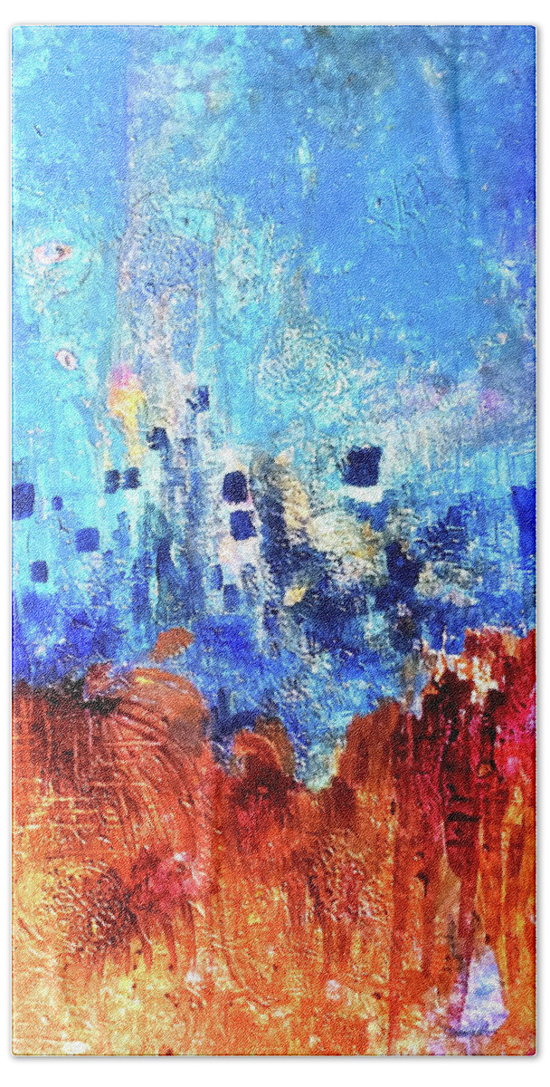 Abstract Beach Towel featuring the painting Untitled by Karen Lillard