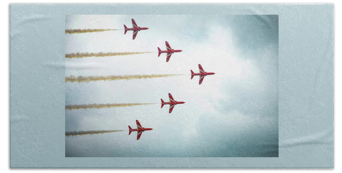 Royal Air Force Beach Towel featuring the photograph Red Arrows Five by Gordon James