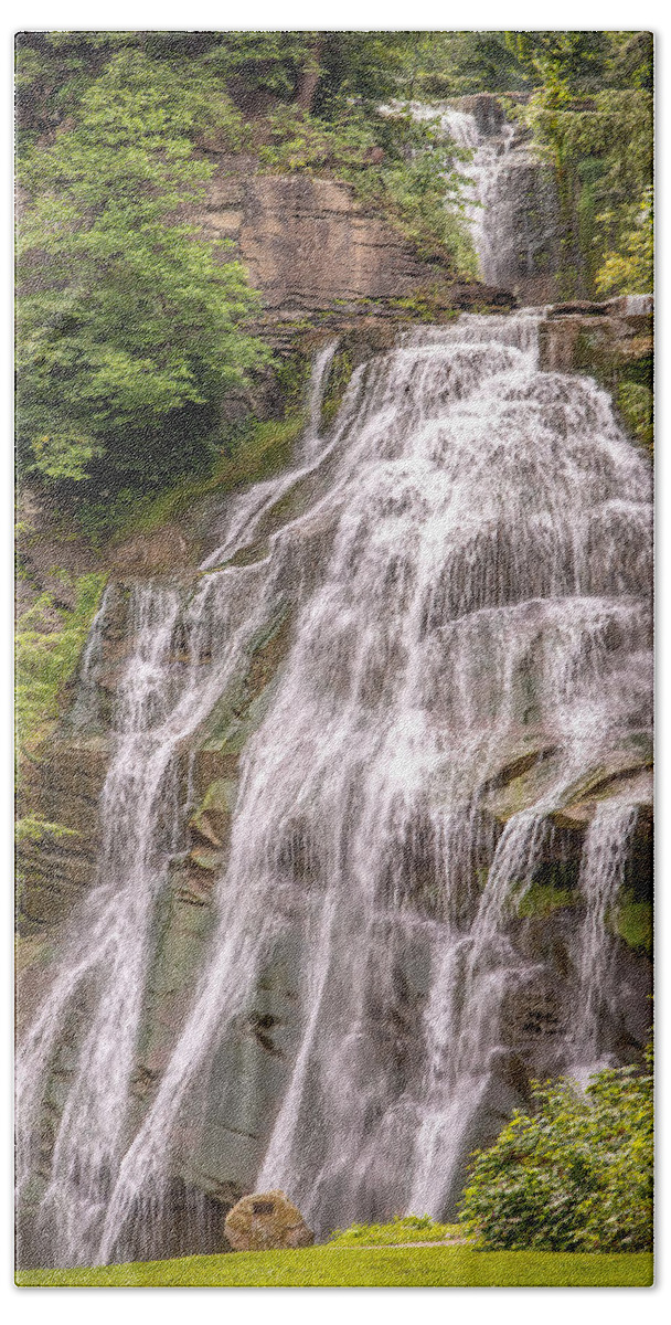 Falls Beach Towel featuring the photograph Upper and Lower Delphi Falls by Rod Best