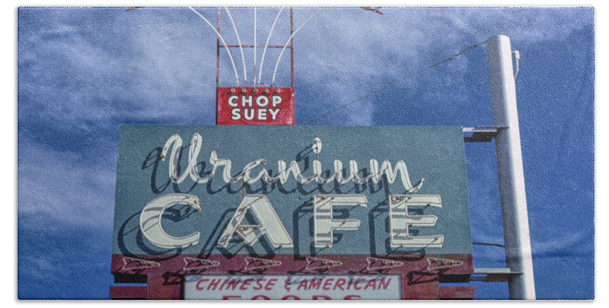 New Mexico Beach Towel featuring the photograph Uranium Cafe by Bob Geary