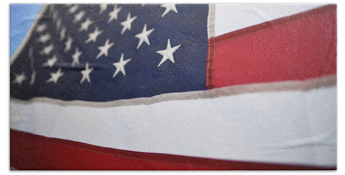 American Flag Beach Towel featuring the photograph American Flag by Laura Fasulo