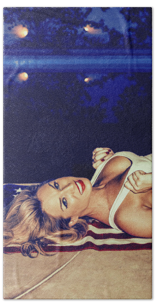 America 4 July Beach Towel featuring the photograph USA Pin-Up Ms Piper Precious 9294-100 by Amyn Nasser