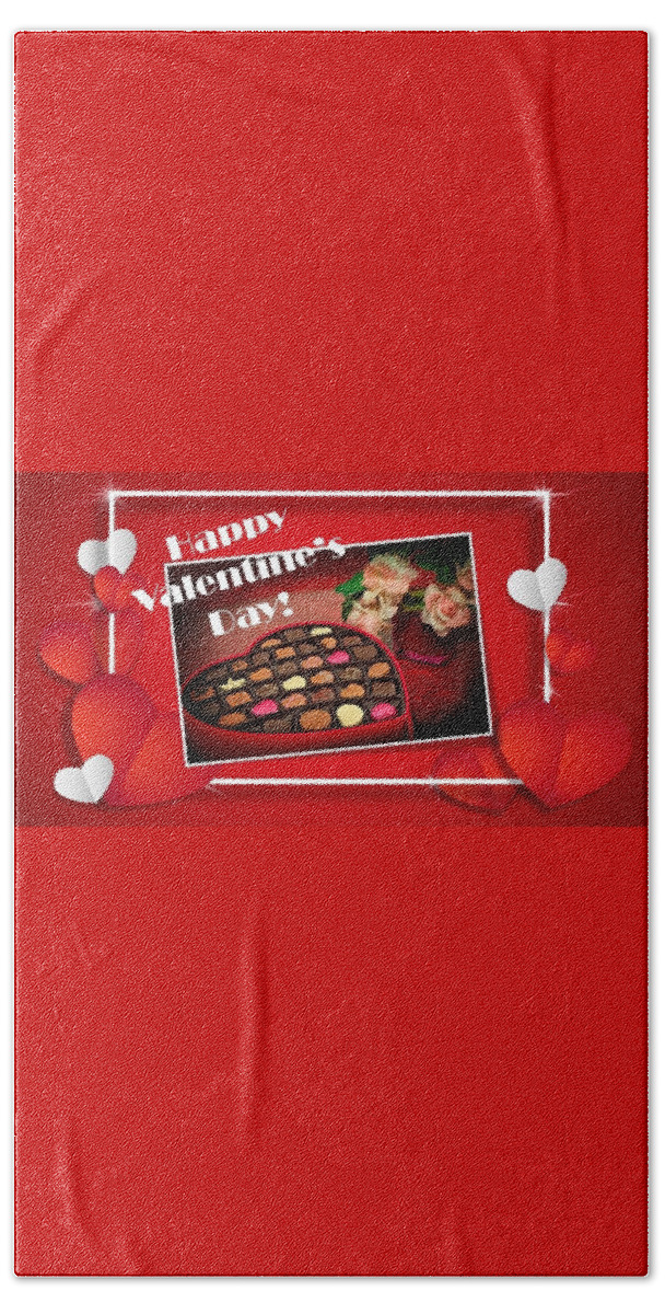 Valentine's Day Beach Towel featuring the mixed media Valentine's Day Chocolates by Nancy Ayanna Wyatt