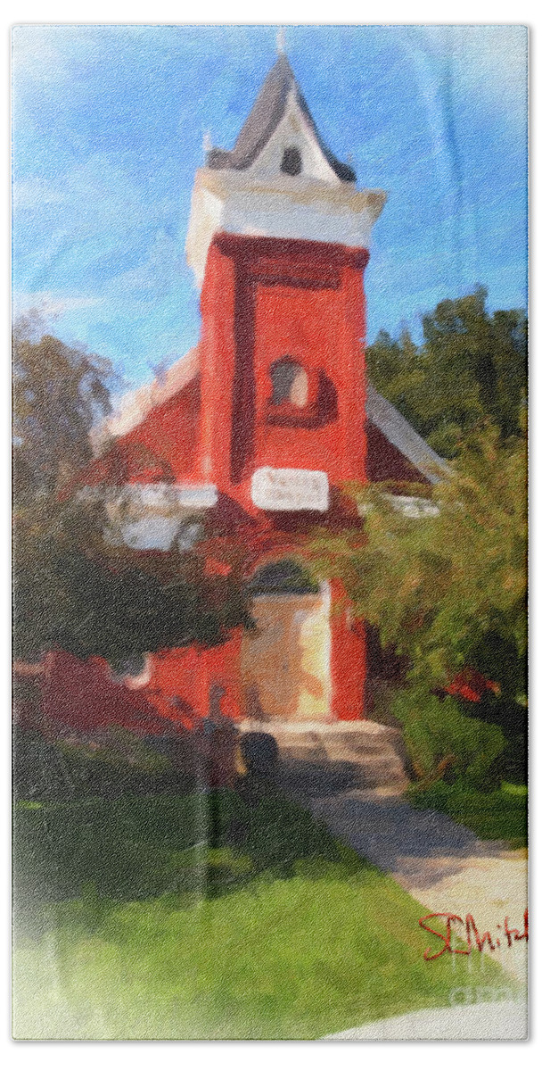 Chapel Beach Towel featuring the painting Valley Chapel by Steve Mitchell