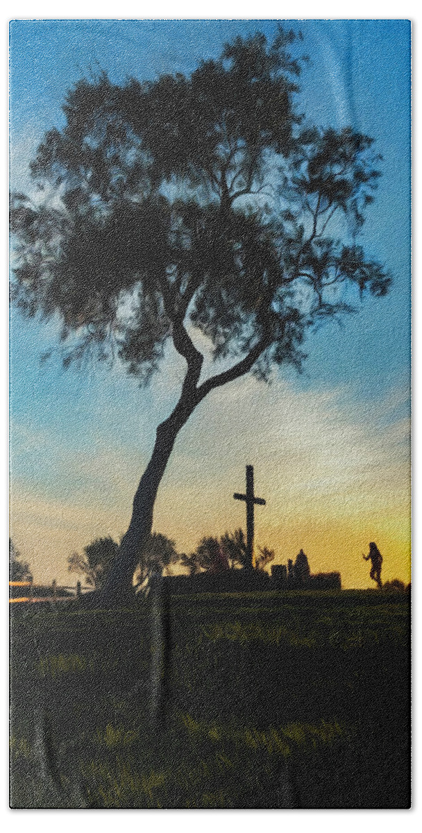 Photographs Beach Towel featuring the photograph Ventura California Cross Before Thomas Fire by John A Rodriguez