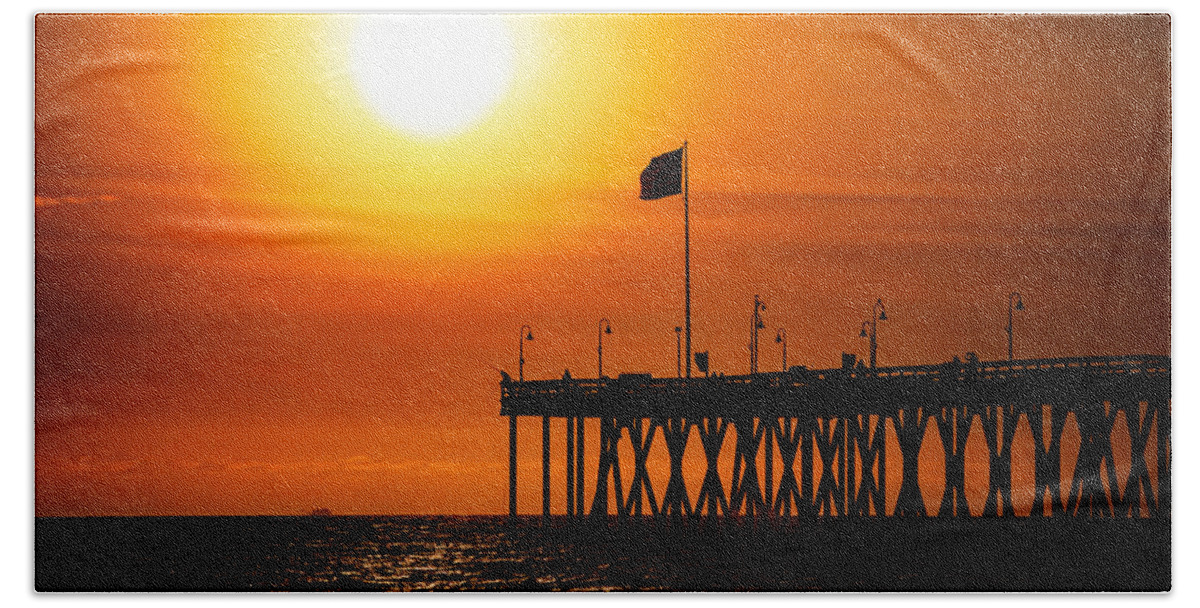  Photographs Beach Towel featuring the photograph Ventura, CA Pier at Sunset by John A Rodriguez