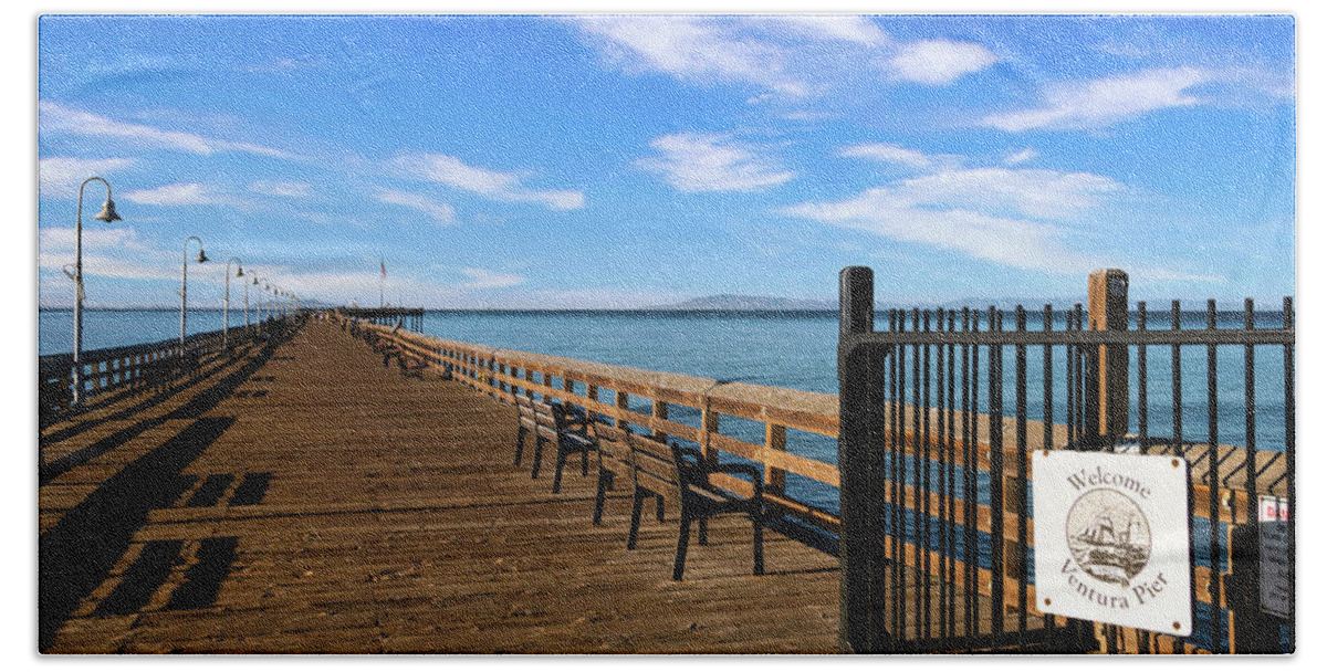 Beach Beach Towel featuring the photograph Ventura Pier Entrance by Matthew DeGrushe