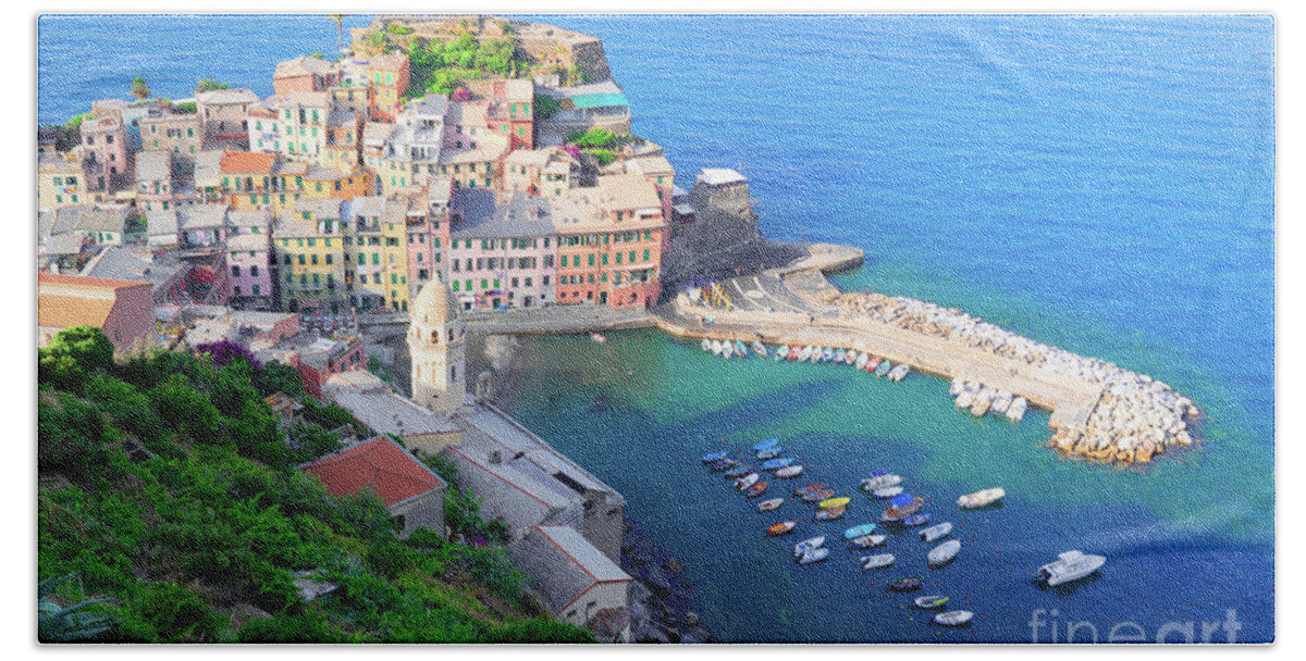 Vernazza Beach Towel featuring the photograph Vernazza of Cinque Terre, Italy by Anastasy Yarmolovich