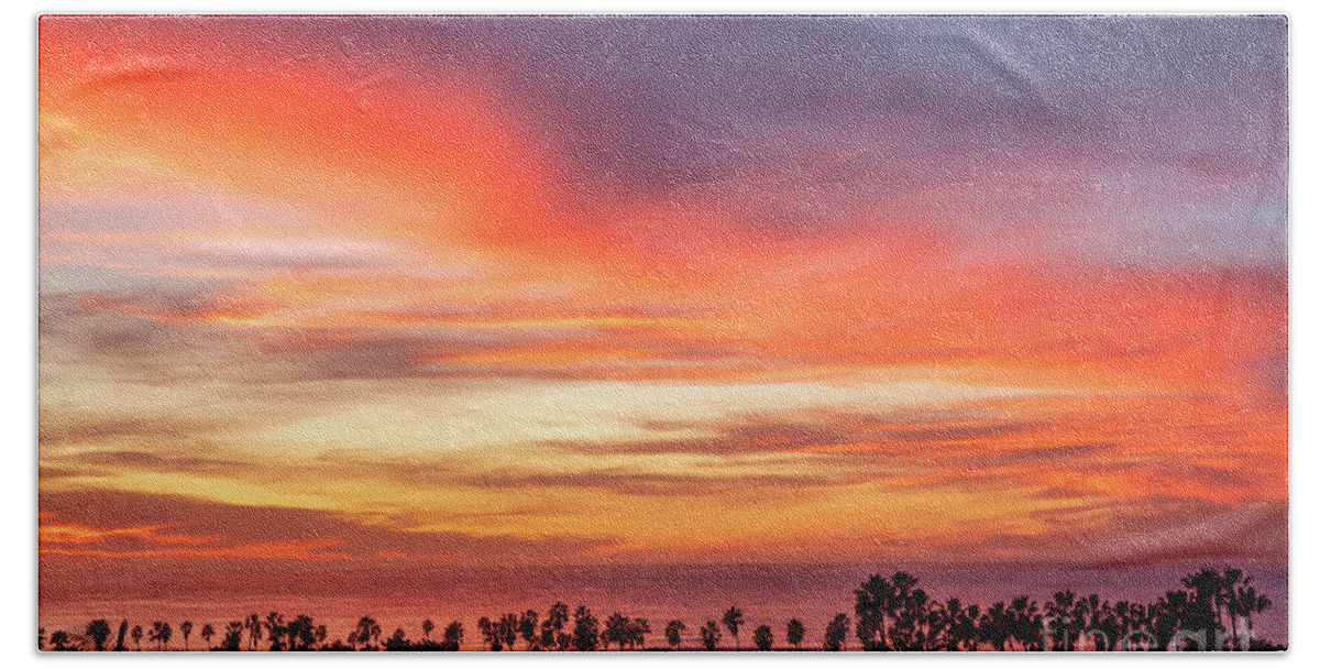 Nature Beach Sheet featuring the photograph Vibrant Sunset at La Jolla Shores California by Julia Hiebaum