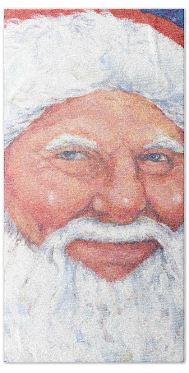 Viking Santa Beach Towel featuring the painting Viking Santa by Peggy Wilson