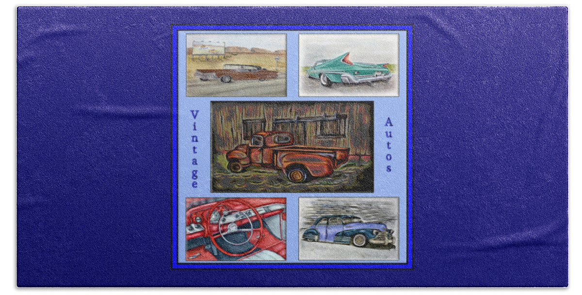 Chevy Beach Towel featuring the digital art Vintage Auto Poster by Ronald Mills