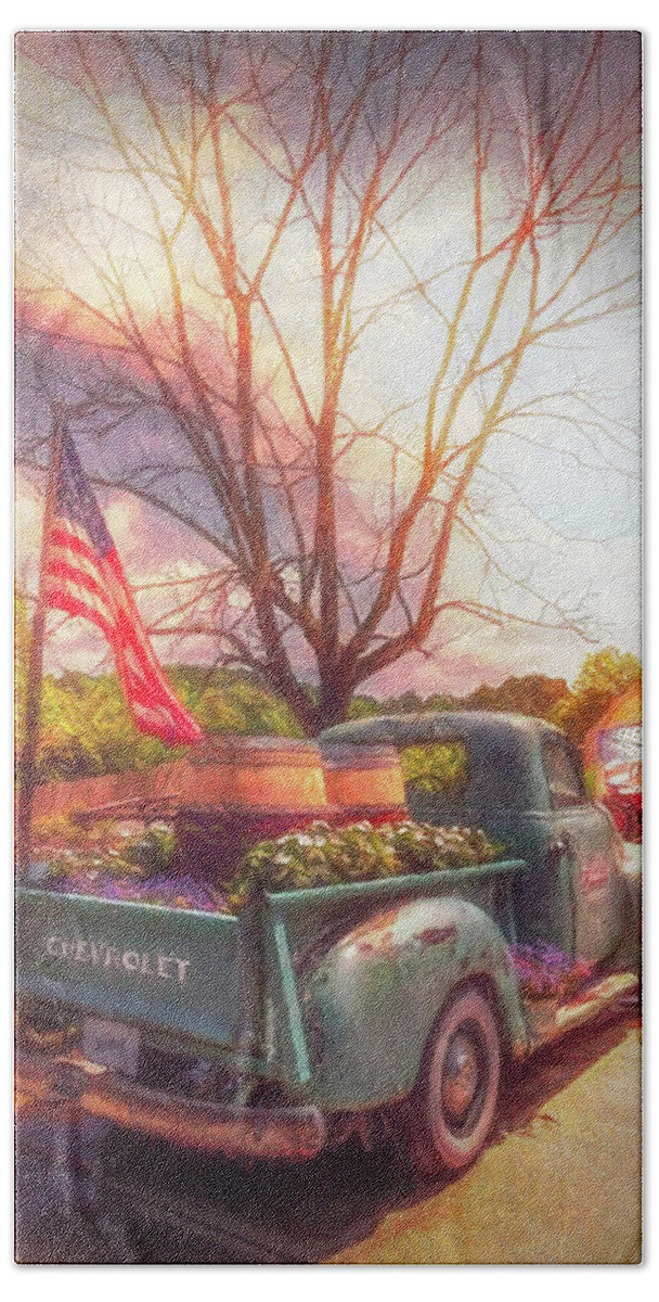 Truck Beach Towel featuring the photograph Vintage Chevrolet at Buckley Vineyards Painting by Debra and Dave Vanderlaan
