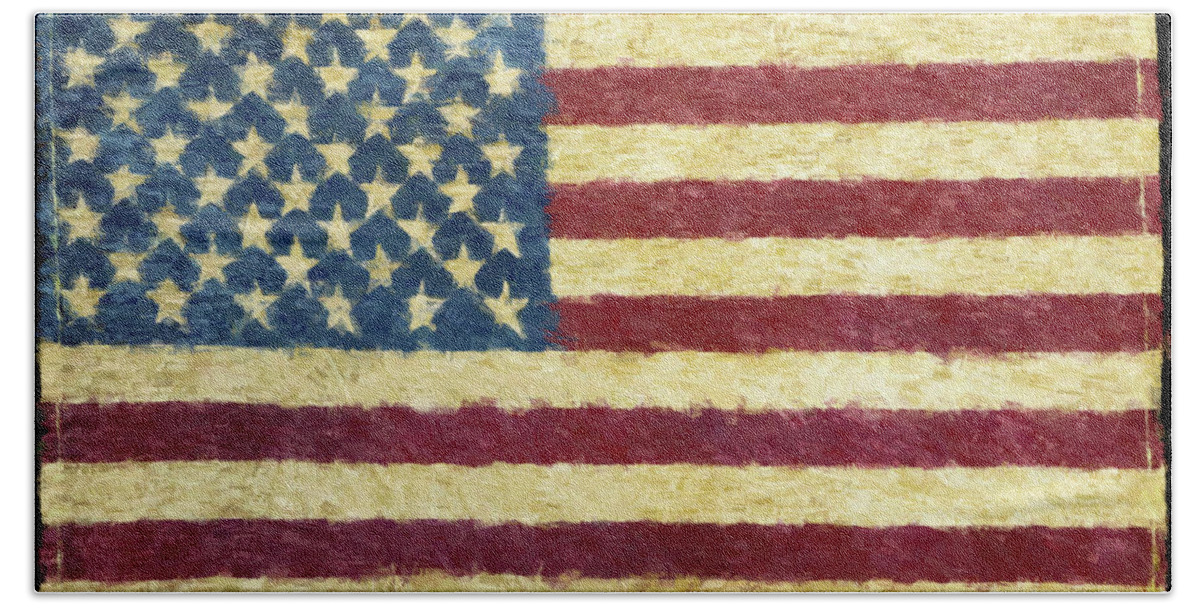 Flag Beach Towel featuring the photograph Vintage Flag 1 Painterly Version 2 by Carrie Ann Grippo-Pike
