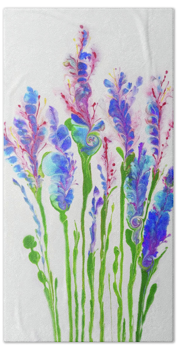 Flowers Beach Towel featuring the painting Violet Flowers by Deborah Erlandson