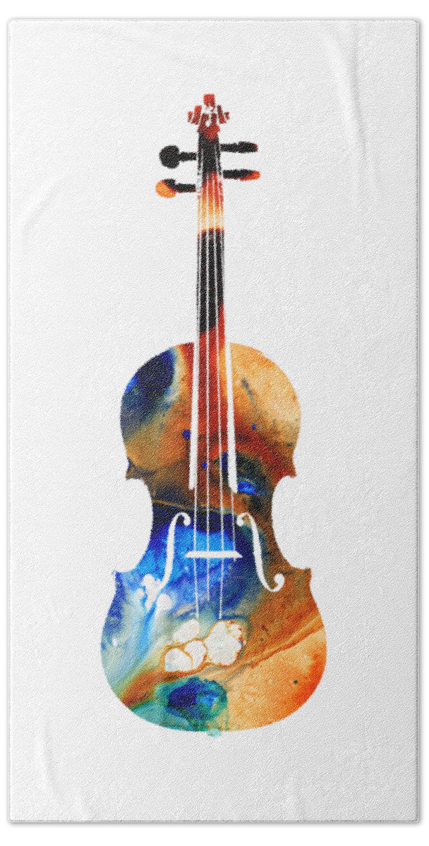 Violin Beach Towel featuring the painting Violin Art by Sharon Cummings by Sharon Cummings