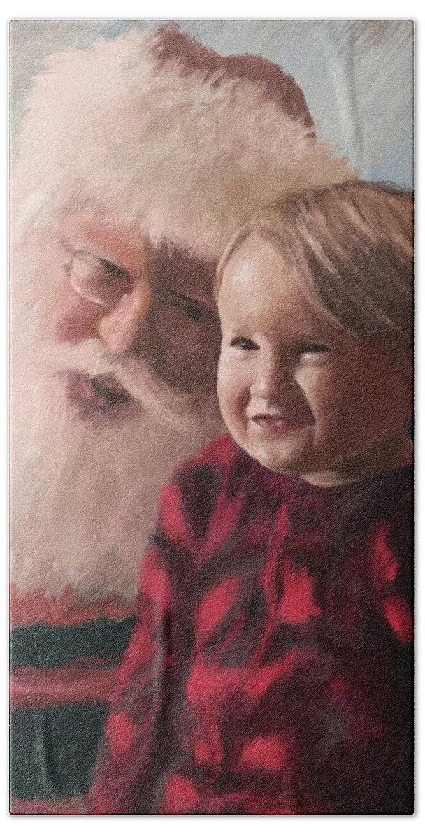 Santa Beach Towel featuring the digital art Visiting With Santa by Larry Whitler