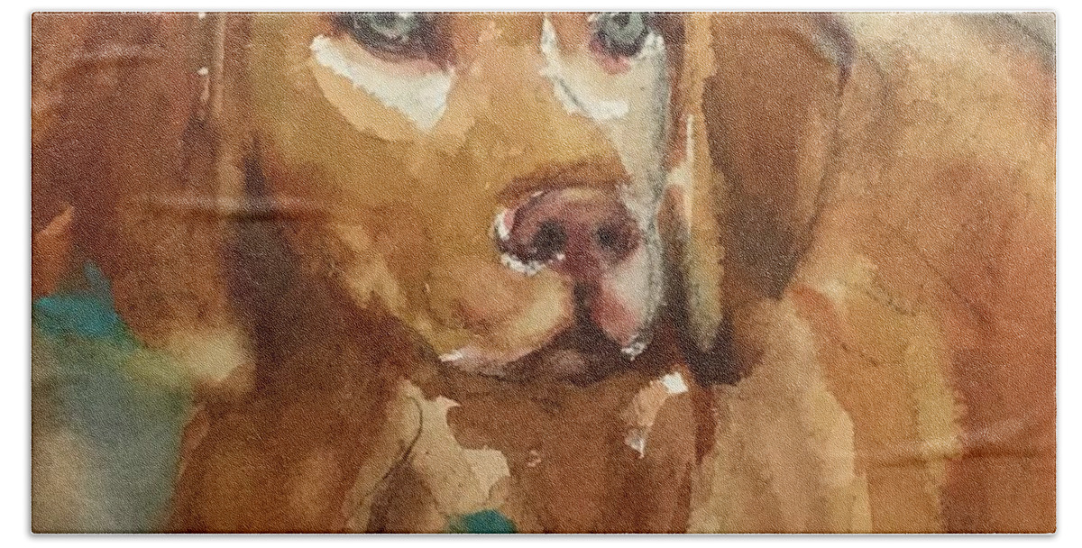 Dog Beach Towel featuring the painting Vizsla by Judith Levins