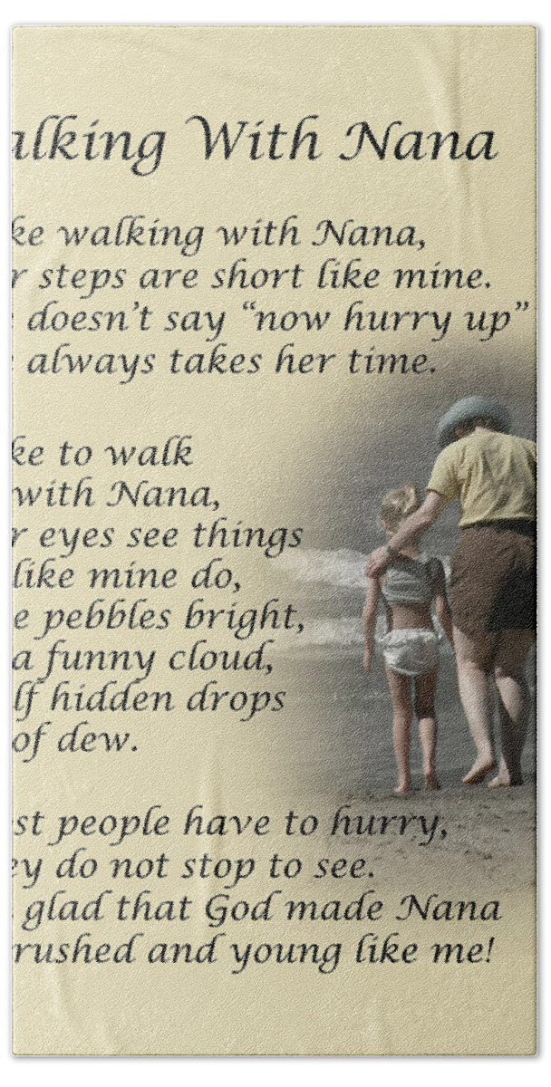Inspirational Beach Sheet featuring the photograph Walking With Nana by Dale Kincaid