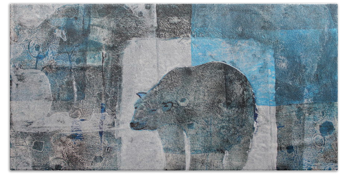 Polar Bear Beach Towel featuring the painting Wandering by Ruth Kamenev