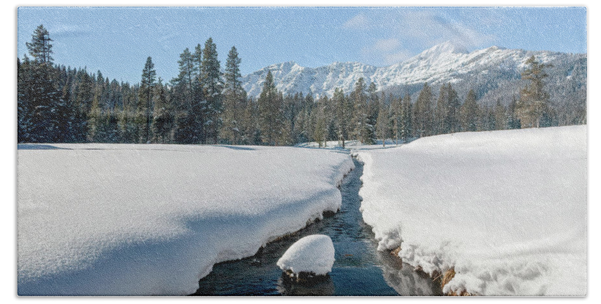 Winter Beach Towel featuring the photograph Warm Creek in Winter by Jack Bell