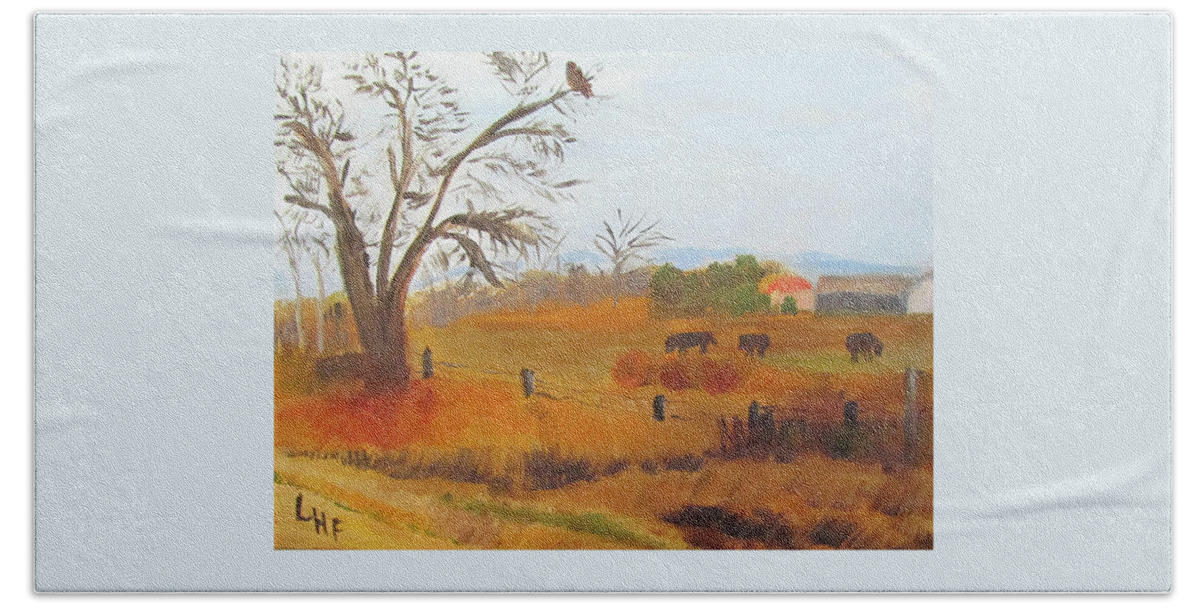 Idaho Beach Towel featuring the painting Warm Winter's Day by Linda Feinberg