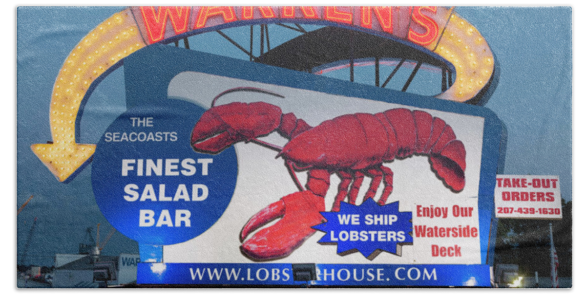 Sign Beach Sheet featuring the photograph Warren's Lobster House Sign by David Smith