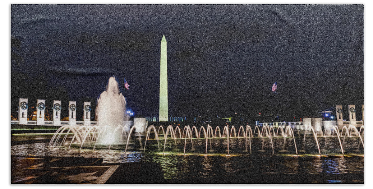 Washington Monument Beach Towel featuring the digital art Washington Monument from the World War II Memorial by SnapHappy Photos