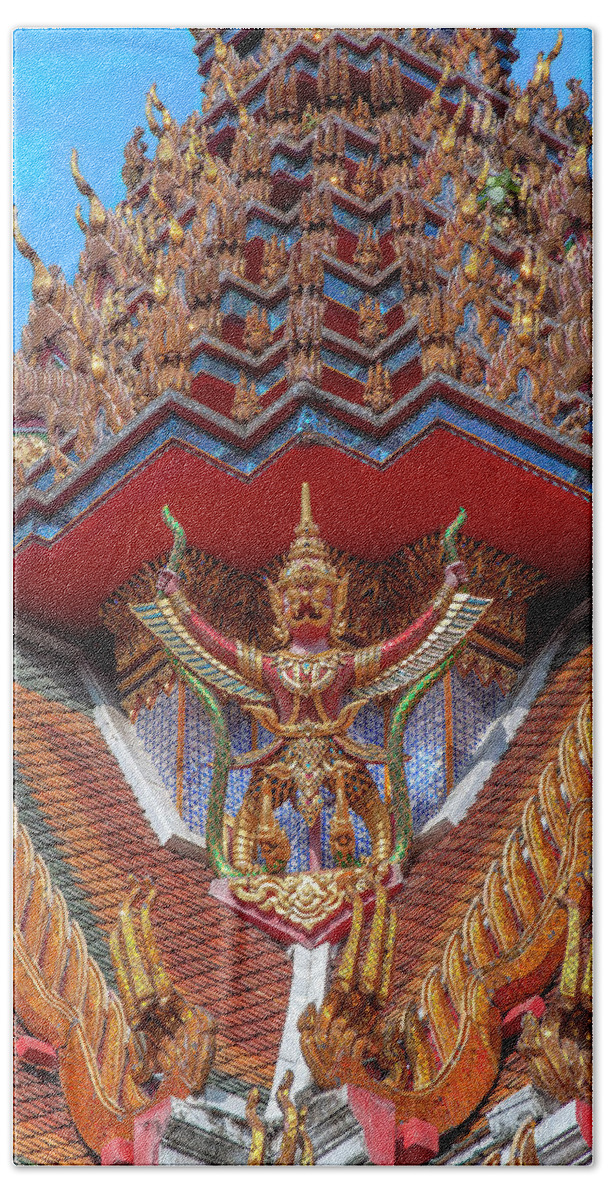 Scenic Beach Towel featuring the photograph Wat Hua Lamphong Phra Ubosot Roof Garuda DTHB0003 by Gerry Gantt