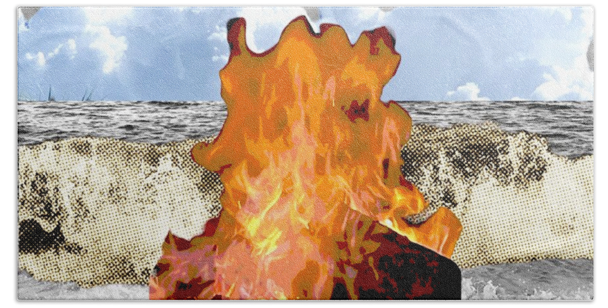 Black Beach Towel featuring the photograph Water Flame Dynamo by Fabiola L Nadjar Fiore