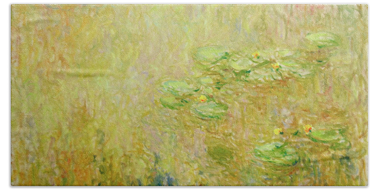 Waterlelies Beach Towel featuring the painting Water lilies . Nr.P.002 by Pierre Dijk