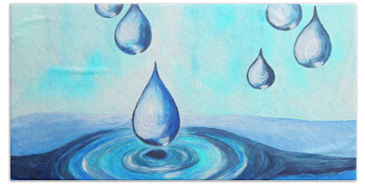 Painting Beach Towel featuring the painting Waterdrops by Jutta Maria Pusl