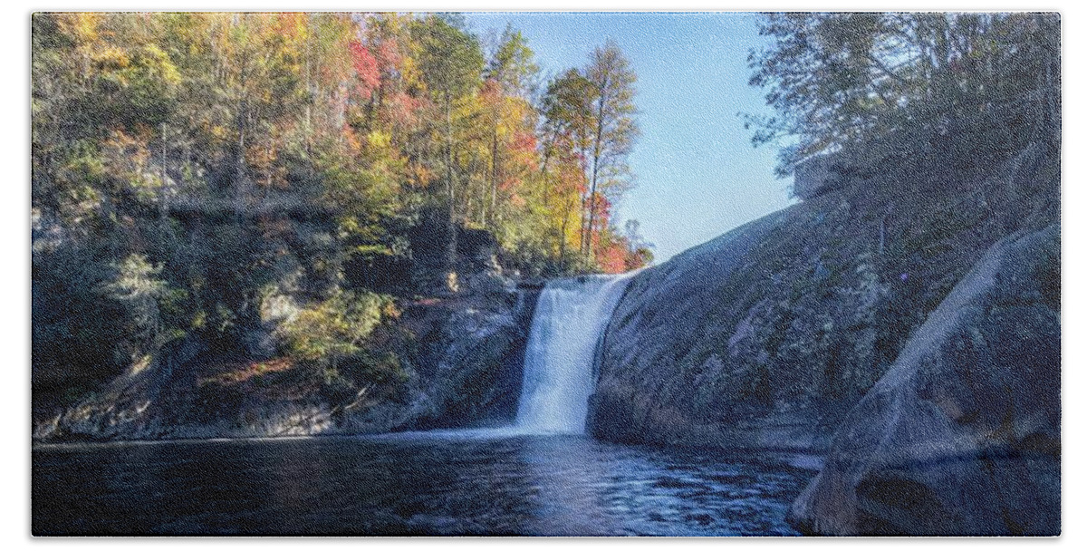 Landscape Beach Towel featuring the photograph Waterfall in the Fall by Lisa Soots
