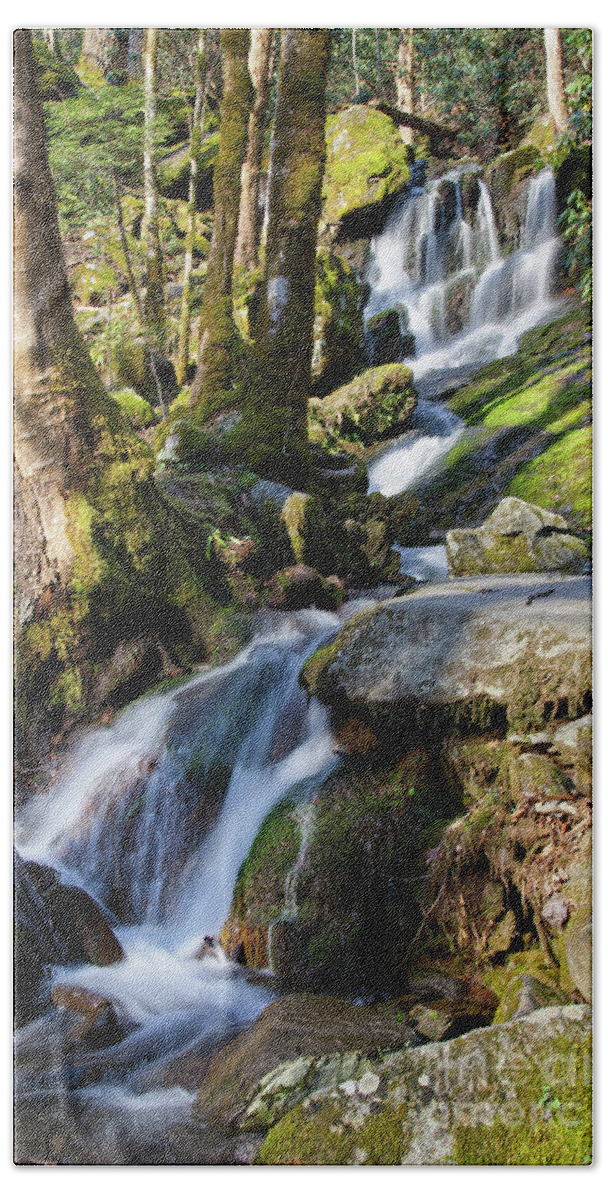 Tennessee Beach Towel featuring the photograph Waterfall In The Smokies by Phil Perkins