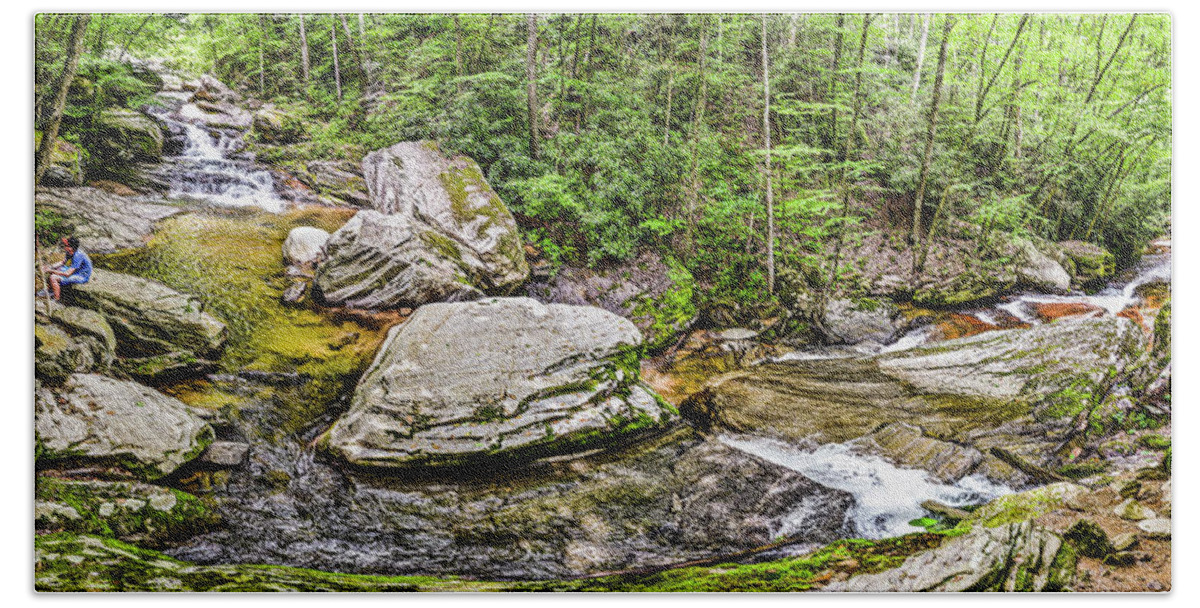 Waterfall Beach Towel featuring the photograph Waterfall Panoramic by WAZgriffin Digital