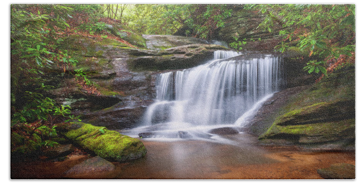 Waterfalls Beach Towel featuring the photograph Waterfalls - WNC Waterfall Photography Hidden Falls by Dave Allen