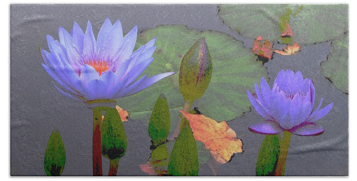 Waterlilies Beach Towel featuring the photograph Waterlilies Grow by Alida M Haslett