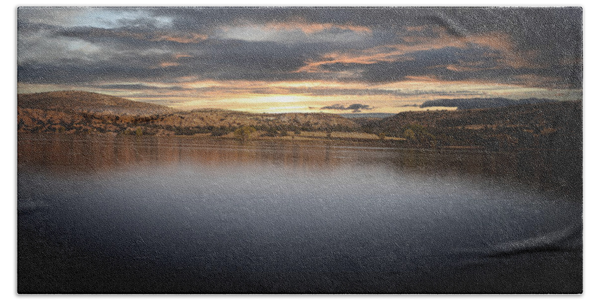 Sunset Beach Towel featuring the photograph Watson Lake Sunset by James Bethanis