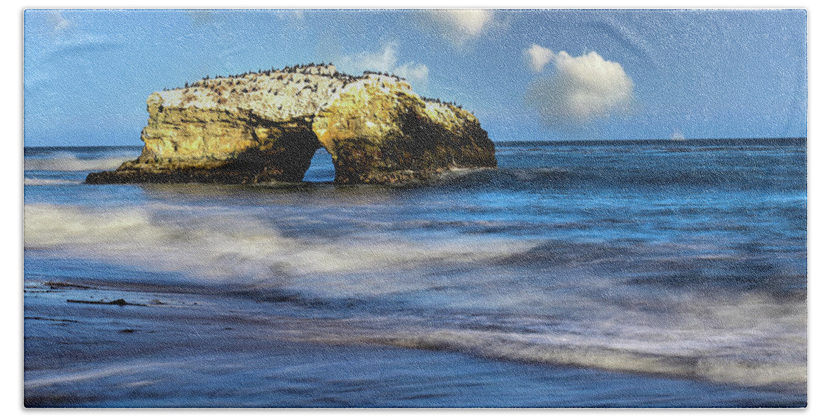 Waves Beach Towel featuring the photograph Waves and Cloud - Santa Cruz Natural Bridge by Amazing Action Photo Video