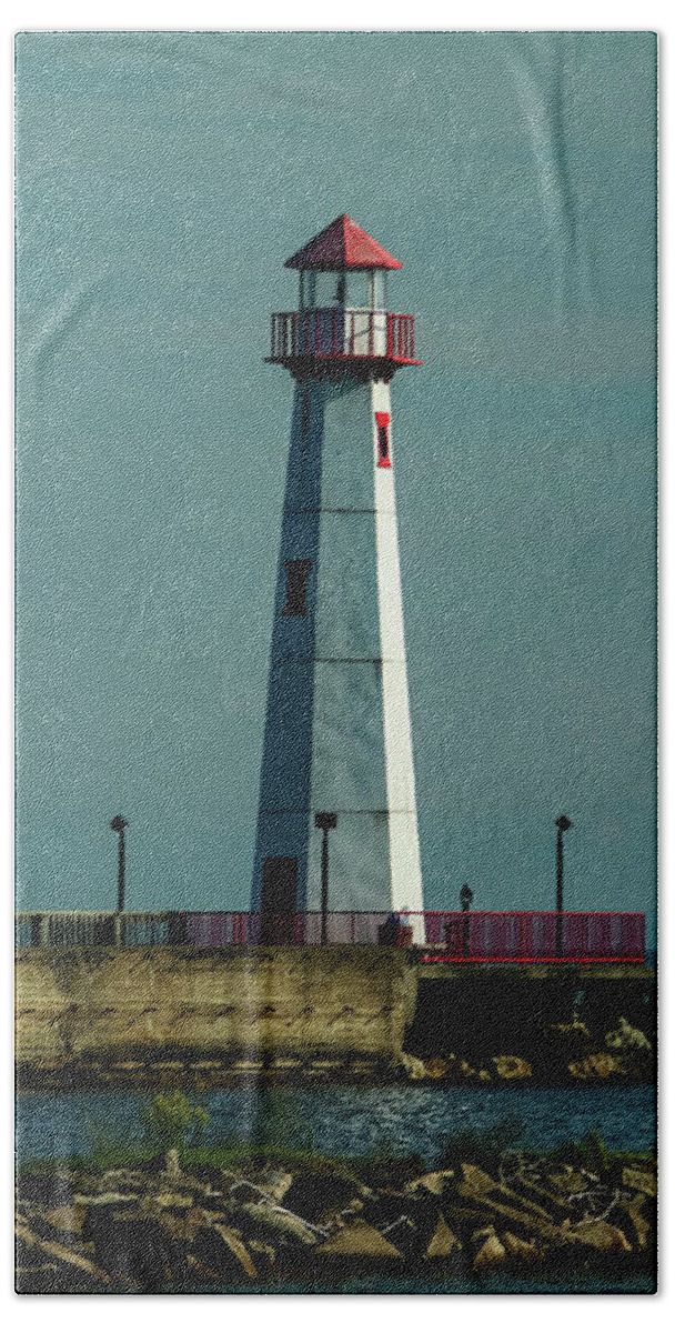 Great Lakes Lighthouses Beach Towel featuring the photograph Wawatam Light - St. Ignace, Michigan by Deb Beausoleil