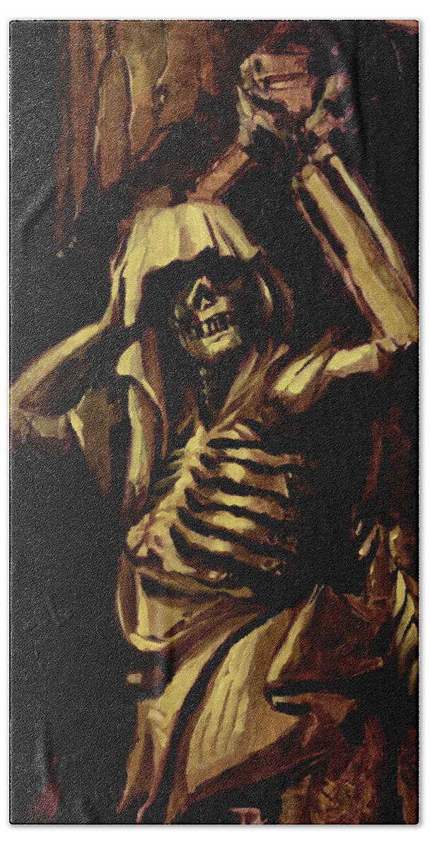 Skeleton Beach Towel featuring the painting Weight of the World by Sv Bell