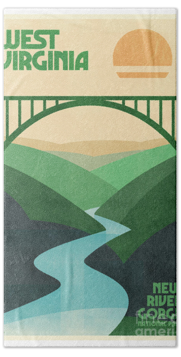 West Virginia Beach Towel featuring the digital art West Virginia - Travel Poster by Jim Zahniser