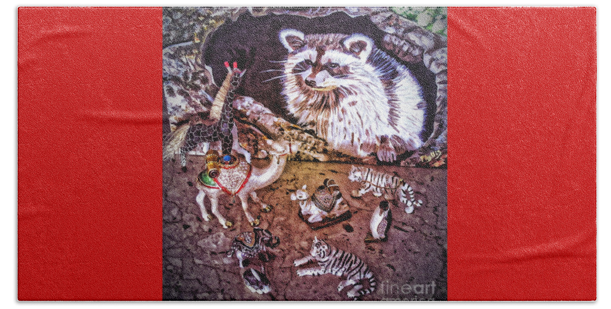 Painted Raccoon Beach Towel featuring the photograph What if the World were Different by Phyllis Kaltenbach