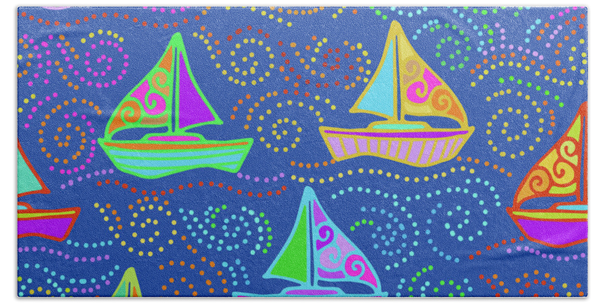 Yacht Racing Beach Towel featuring the digital art Whatever Floats Your Boat by Vagabond Folk Art - Virginia Vivier