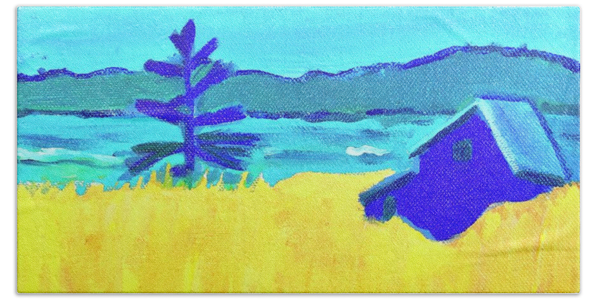 Farm Beach Towel featuring the painting Wheat field, Maine by Debra Bretton Robinson