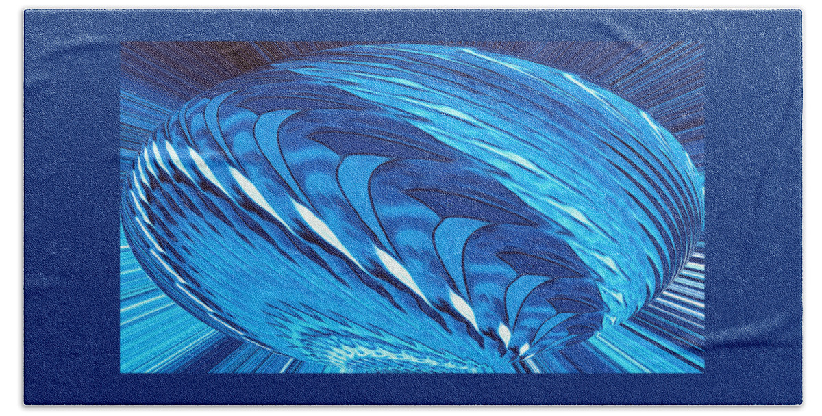 Abstract Art Beach Towel featuring the digital art Fractal Wheel Blue by Ronald Mills