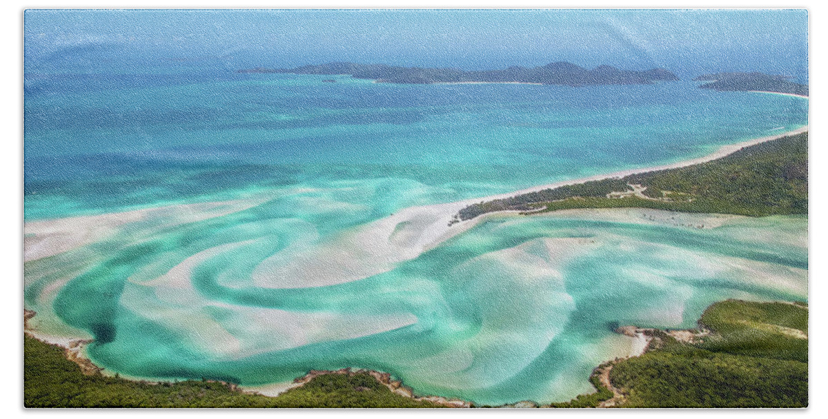 Whitsunday Islands Beach Sheet featuring the photograph Whitehaven Whirls by Az Jackson